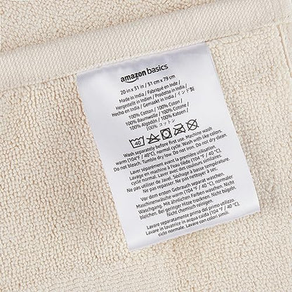 Amazon Basics Banded Bathroom Bath Rug Mat, Machine Washable, Super Absorbent, 100% Cotton, 20" W x 31" L, Cream (Pack of 2)