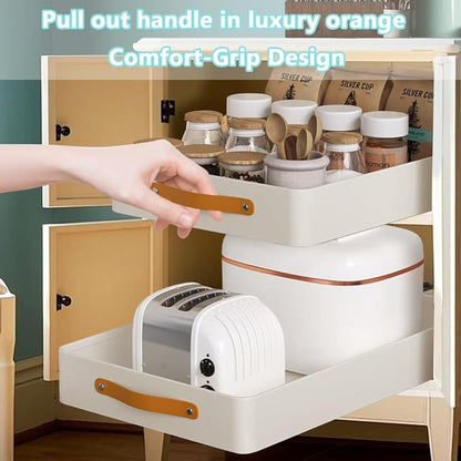 Pull Out Cabinet Organizer,Heavy Duty Slide Out Drawers for Cabinets with Adhesive Nano Film,Stainless Steel,19.6" D x 12.2 "W x 3.94 "H for Kitchen,Pantry and Bathroom,1Pack