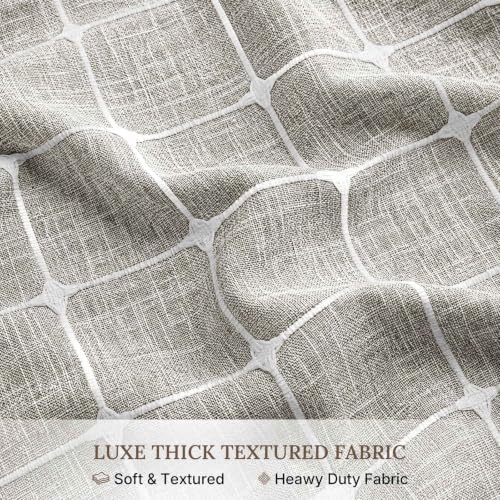RiverDream Farmhouse No Hooks Shower Curtain with Snap-in Liner,Khaki,71x74
