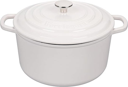VORRINGARD Enameled Cast Iron Dutch Oven Pot with Lid, for Sourdough Bread Baking, Round Dutch Ovens, 6 Quart, White