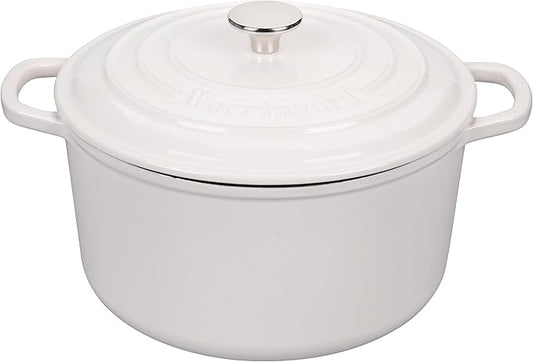 VORRINGARD Enameled Cast Iron Dutch Oven Pot with Lid, for Sourdough Bread Baking, Round Dutch Ovens, 6 Quart, White