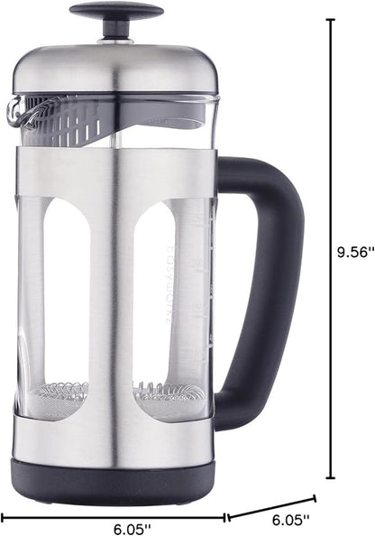 Easyworkz Stainless Steel French Press 12 oz Coffee Tea Maker with Soft Grip Handle