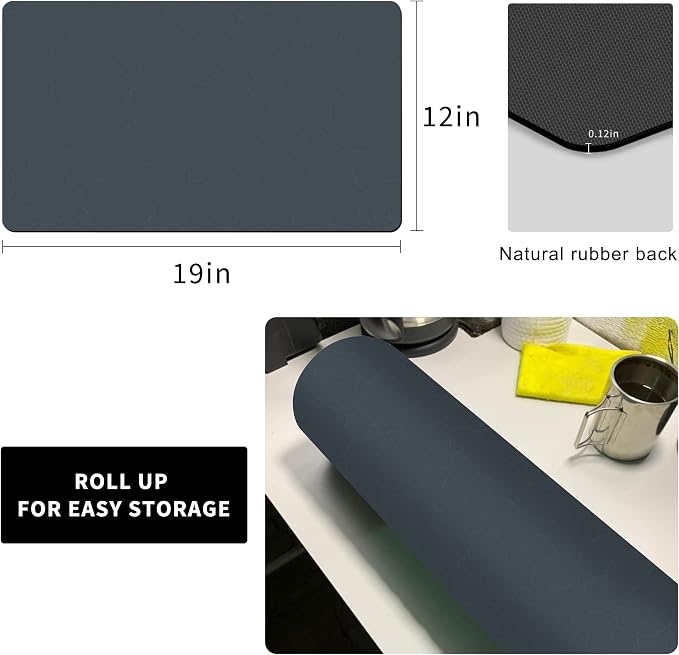 Coffee Maker Mat for Countertops, Coffee Bar Accessories Fit Under Coffee Machine Mat, 19"x12" Rubber Backed Coffee Pots, Table Mat under Appliance, Dish Drying Mat, Marble Navy for Kitchen Counter