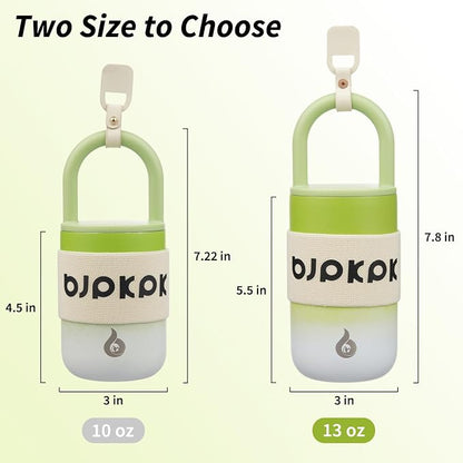 BJPKPK 13oz Tumbler With Lid And Handle Insulated Tumblers Cup Stainless Steel Coffee Mug,Cucumber