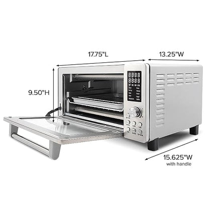 Nuwave Bravo Air Fryer Toaster Smart Oven, 10-in-1 Countertop Convection, 1800 Watts, 21-Qt Capacity, 50°-450°F Temp Controls, Top and Bottom Heater Adjustments 0%-100%, PFAS Free, Stainless Steel