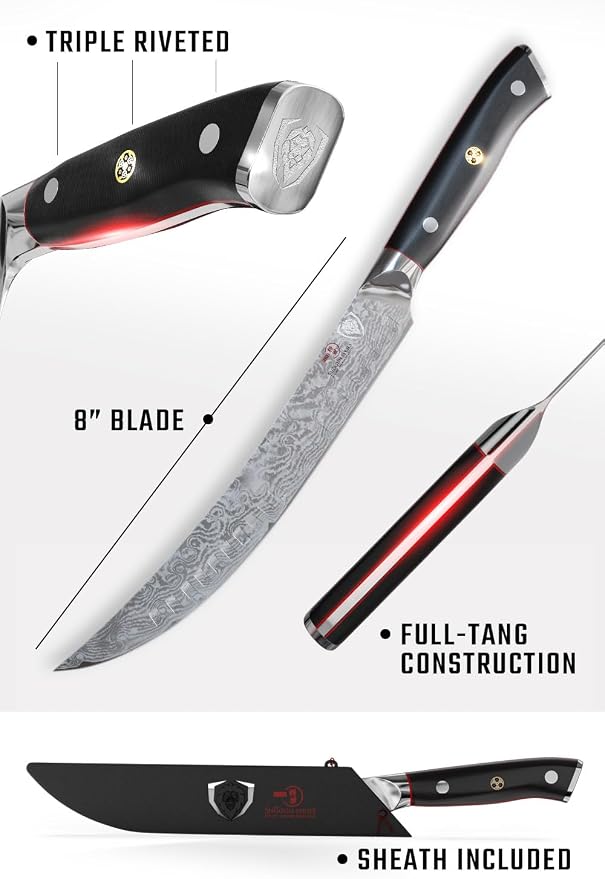 DALSTRONG Butcher Knife - 8 inch - Shogun Series ELITE - Japanese AUS-10V Super Steel - G10 Handle - Vacuum Treated - Meat Slicer Gift - Razor Sharp Breaking Knife - BBQ Knife - Sheath Included
