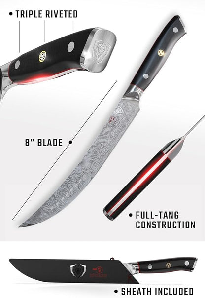 DALSTRONG Butcher Knife - 8 inch - Shogun Series ELITE - Japanese AUS-10V Super Steel - G10 Handle - Vacuum Treated - Meat Slicer Gift - Razor Sharp Breaking Knife - BBQ Knife - Sheath Included