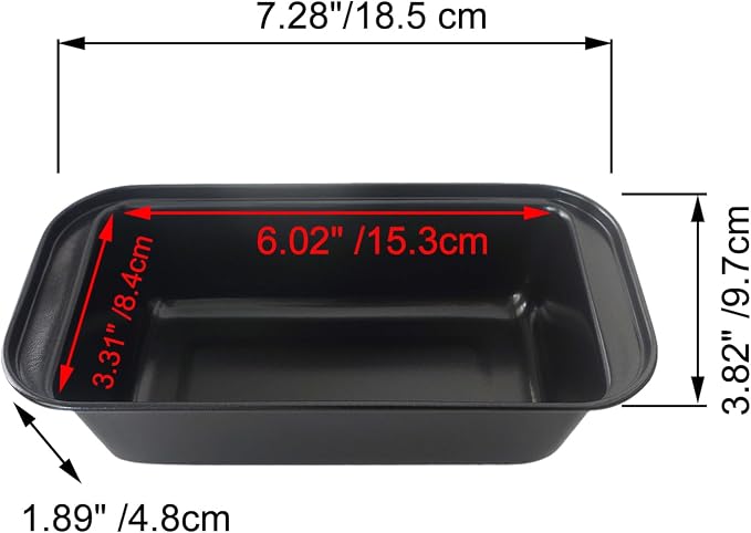 Mini Loaf Pans, 6" x 3.3" Nonstick Carbon Steel Bread Pan, Rectangle Loaf Baking Cake Tin for Small Banana Bread, Meatloaf, Sourdough, Brownies - Set of 4, Black