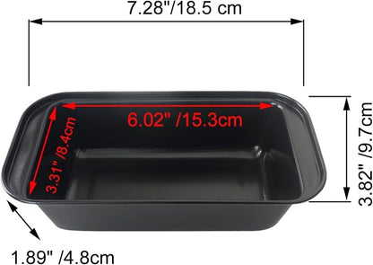Mini Loaf Pans, 6" x 3.3" Nonstick Carbon Steel Bread Pan, Rectangle Loaf Baking Cake Tin for Small Banana Bread, Meatloaf, Sourdough, Brownies - Set of 4, Black
