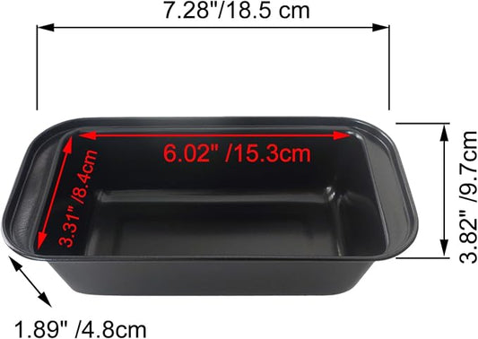 Mini Loaf Pans, 6" x 3.3" Nonstick Carbon Steel Bread Pan, Rectangle Loaf Baking Cake Tin for Small Banana Bread, Meatloaf, Sourdough, Brownies - Set of 4, Black