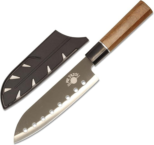 Mr Tazoi 8 Inch Stainless Steel Sushi Chef Knife - Japanese Inspired Design, Sharp & Lightweight, Budget Friendly & Durable - Ideal for Sushi, Sashimi, and Everyday Kitchen Use