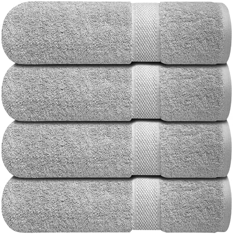 Infinitee Xclusives 100% Ring-Spun Cotton Bath Towels for Bathroom - Pack 4