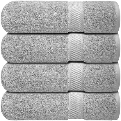 Infinitee Xclusives 100% Ring-Spun Cotton Bath Towels for Bathroom - Pack 4