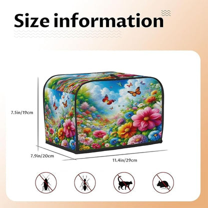 2 Slice Spring Colored Flowers Toaster Cover Waterproof Dust Fingerprint Bread Machine Cover Washable Kitchen Appliance Protector For Home Kitchen Bakeware Table Decor Women Gifts