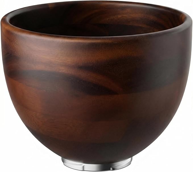 Cofun Premium Wood Mixing Bowl, Compatible with 4.5-5 Qt Tilt-Head Stand Mixers, Natural True Wooden Bowls, 5 Qt Kitchen Aid Bowls for Mixer with Stainless Steel Locking Base