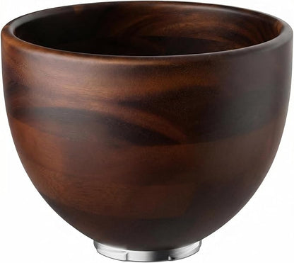 Cofun Premium Wood Mixing Bowl, Compatible with 4.5-5 Qt Tilt-Head Stand Mixers, Natural True Wooden Bowls, 5 Qt Kitchen Aid Bowls for Mixer with Stainless Steel Locking Base