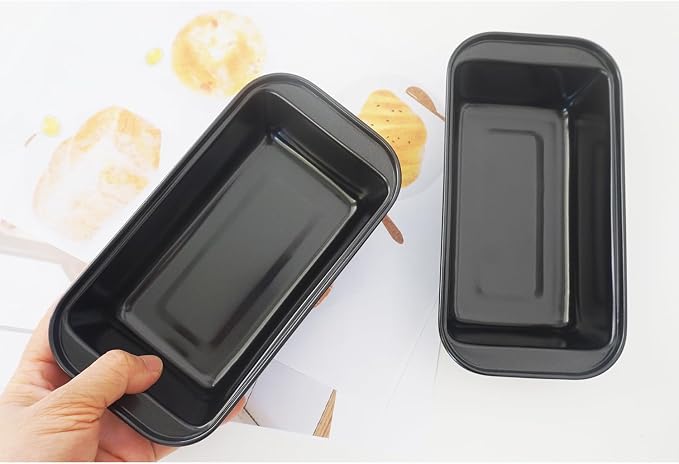 Mini Loaf Pans, 6" x 3.3" Nonstick Carbon Steel Bread Pan, Rectangle Loaf Baking Cake Tin for Small Banana Bread, Meatloaf, Sourdough, Brownies - Set of 4, Black