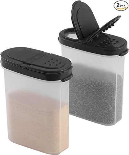 SIGNORA WARE Spice Jars with Lids - 8 oz Refillable Empty Airtight Spice/Seasoning Containers Set -2 in 1 Pour/Sift Shaker Lids Clear Plastic Spice/Seasoning Organizer Kitchen/Travel 2 pk