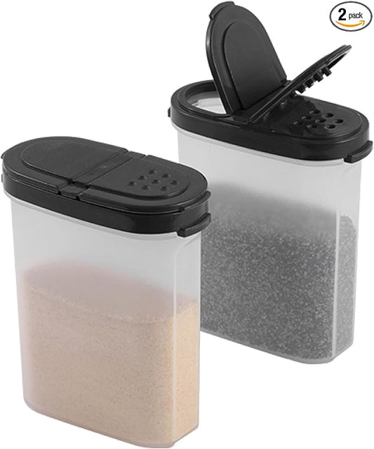 SIGNORA WARE Spice Jars with Lids - 8 oz Refillable Empty Airtight Spice/Seasoning Containers Set -2 in 1 Pour/Sift Shaker Lids Clear Plastic Spice/Seasoning Organizer Kitchen/Travel 2 pk