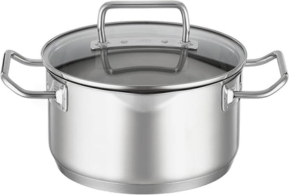 Rösle EXPERTISO Cookware Collection 7.9 in. Stainless Steel High Casserole Pot with Glass Lid