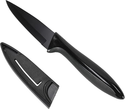 Chef Craft Premium Paring Knife with Sheath, 3 inch Blade 8 inches in Length, Black