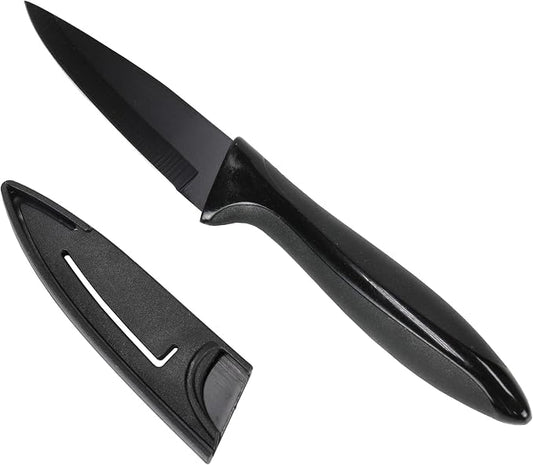 Chef Craft Premium Paring Knife with Sheath, 3 inch Blade 8 inches in Length, Black