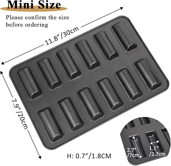 12 Cup Financier Cake Baking Pan Mini Banana Bread Loaf Cream Canoe Granola Bar Cornbread Nonstick Small Muffin Cupcake Madeleine Cookie Tin Tray Mold
