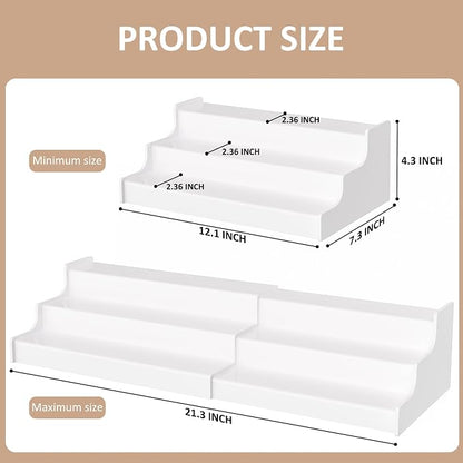 Sezanrpt Expandable Spice Rack Cabinet Organizer 3 Tier, White Kitchen Counter Display Shelf, Seasoning Organizer for Cabinet, Moisture Resistant