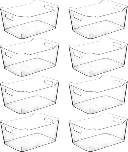 CONTROL KITCHEN Clear Plastic Storage Bins for Kitchen Organization or Pantry Organizers and Storage, Freezer Organizer Storage Containers Bin for Organizing Refrigerator Cabinet Organizers (8, Large)