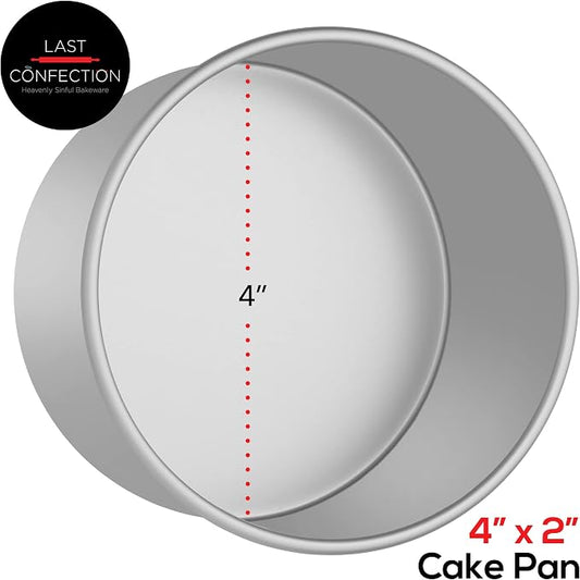 Last Confection 4" x 2" Round Cake Pan, Anodized Aluminum Cake Pan Baking Tin Mold, Professional Bakeware