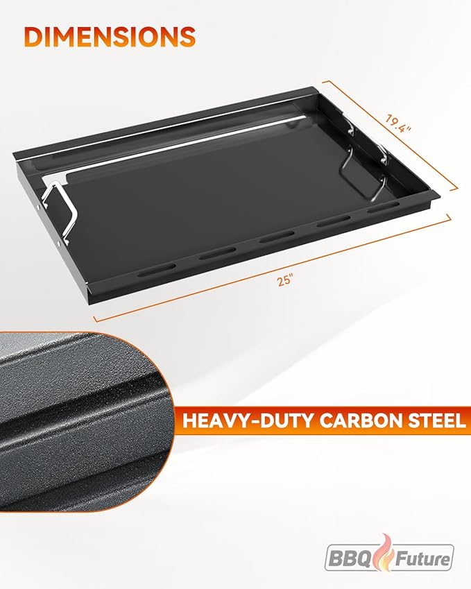 Full Size Griddle Insert for Weber Genesis 300 Series Gas Grills, 7524 Flat Top Grill Griddle Insert with Handles for Weber Genesis E310 E320 S330 EP310 EP320 EP330 CEP-310 Series, Carbon Steel