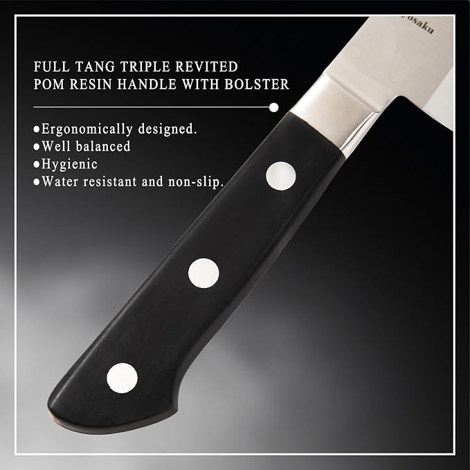 Japanese Chef Knife Molybdenum Vanadium Stainless Steel with Bolster, Gyuto 7-inch (180mm) Dishwasher Safe