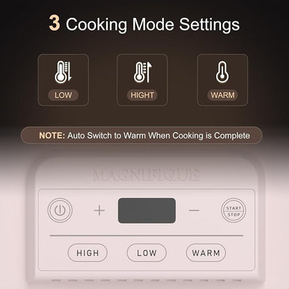 4 Quart Casserole Programmable Slow Cooker with Ceramic Baking Dish - Perfect Kitchen Small Appliance for Family Dinners, Oven Safe and Durable Bakeware for Lasagna, Roasts, Pink