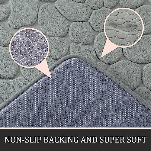 YIHOUSE Bathroom Rugs Mat Set, Memory Foam Bath Mat 5 Piece Gray