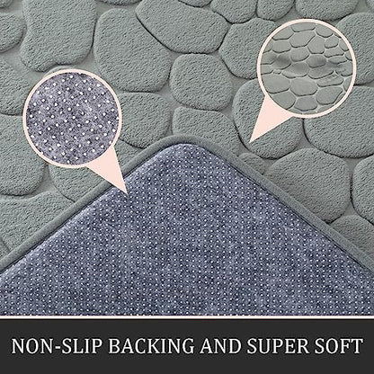 YIHOUSE Bathroom Rugs Mat Set, Memory Foam Bath Mat 5 Piece Gray