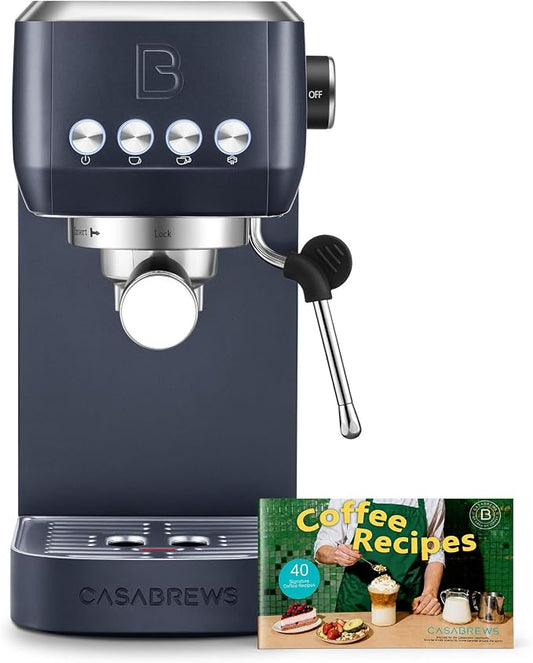 CASABREWS 3700 Essential Espresso Machine 20 Bar, Stainless Steel Coffee Maker with Steam Frother, Cappuccino & Latte Machine, 43.9oz Water Tank, Sapphire Blue