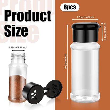 6 Pack 3 Oz Spice Jars with Shaker Lids, Plastic Clear Seasoning Containers Round Empty Spice Bottles Seasoning Bottles for Storing Spice, Peppers, and Salt