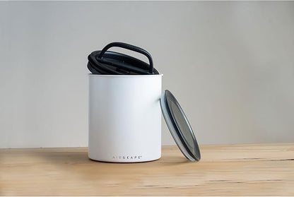 AirScape Planetary Design Kilo Coffee Storage Canister - US Patented Inner Plunger Lid Removes Excess Oxygen - DON'T buy airtight, BUY AIR-LESS - Holds 2.2 lbs Coffee Beans - (Matte White)