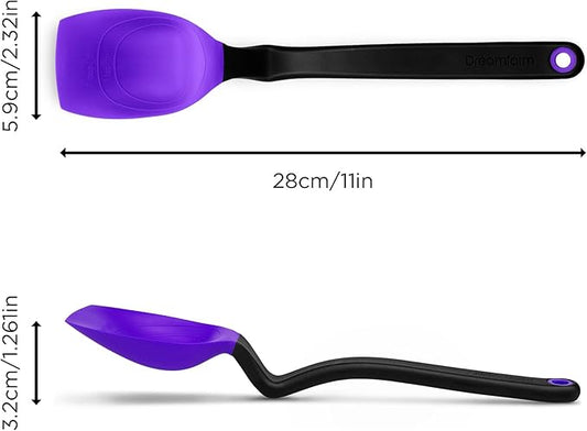 Dreamfarm Supoon Non-Stick Sit-Up Silicone Scraping, Serving, Cooking Spoon Measures 5ml Tsp & 15ml Tbsp - 11" Purple