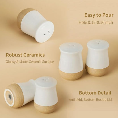 Hasense Salt and Pepper Shakers Set, Ceramic White Salt Shaker for Kitchen Counter, Cute Pepper Shakers, Refillable Spice Shaker Set for Kitchen Counter, Farmhouse Home Kitchen Decor