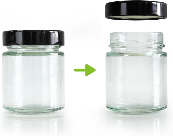 5oz Glass Jar with Metal Lids, Pack of 12 Set, herbs, spices, candy, beans