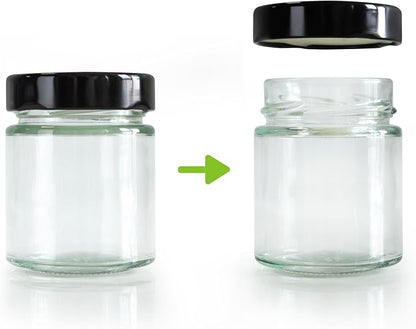 5oz Glass Jar with Metal Lids, Pack of 12 Set, herbs, spices, candy, beans