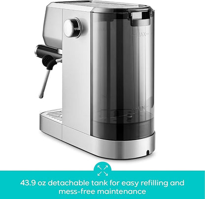 CASABREWS 3700 Essential Espresso Machine 20 Bar, Stainless Steel Cappuccino & Latte Coffee Maker with Steam Frother for Home, 43.9oz Water Tank, Silver