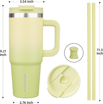 BJPKPK 30 oz Tumbler With Handle Insulated Tumblers With Lid And Straw Stainless Steel Thermal Cup,Lime