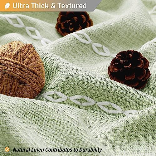 BTTN 54x78 Boho Farmhouse Linen Heavy Duty Shower Curtain Set, Sage Green