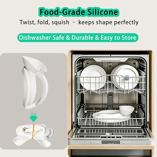Flour Funnel with Pouring Shield for KitchenAid 4.5-6QT Mixer, Silicone Splash Guard with Flour Funnel for Kitchen Aid Mixer Tilt-Head and Bowl-Lift, Dishwasher Safe Baking Tool (White)