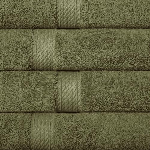 Superior Egyptian Cotton Plush Absorbent, Hand Towel Set of 4, Forest Green