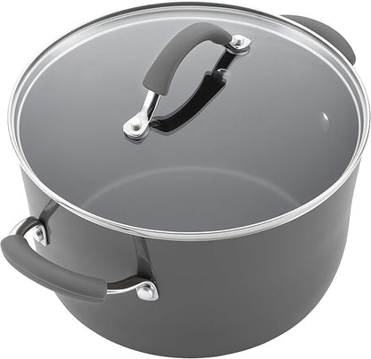 Rachael Ray Cucina Nonstick Cookware, Sea Salt Gray Pots and Pans Set, 12-Piece
