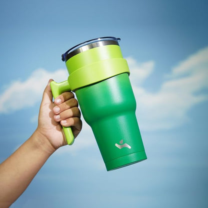 Konokyo 40 oz Tumbler with Handle and 2 Straw 2 Lid, Insulated Water Bottle Stainless Steel Vacuum Cup Reusable Travel Mug,Matcha Green