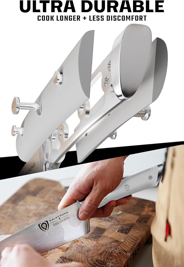 Dalstrong 12-Piece Knife Block Set - Gladiator Series Elite - White Handles - German HC Steel - Hand-Made Manchurian Ash Wood Block - NSF Certified